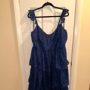 Lulu's Navy Floral Textured Dress